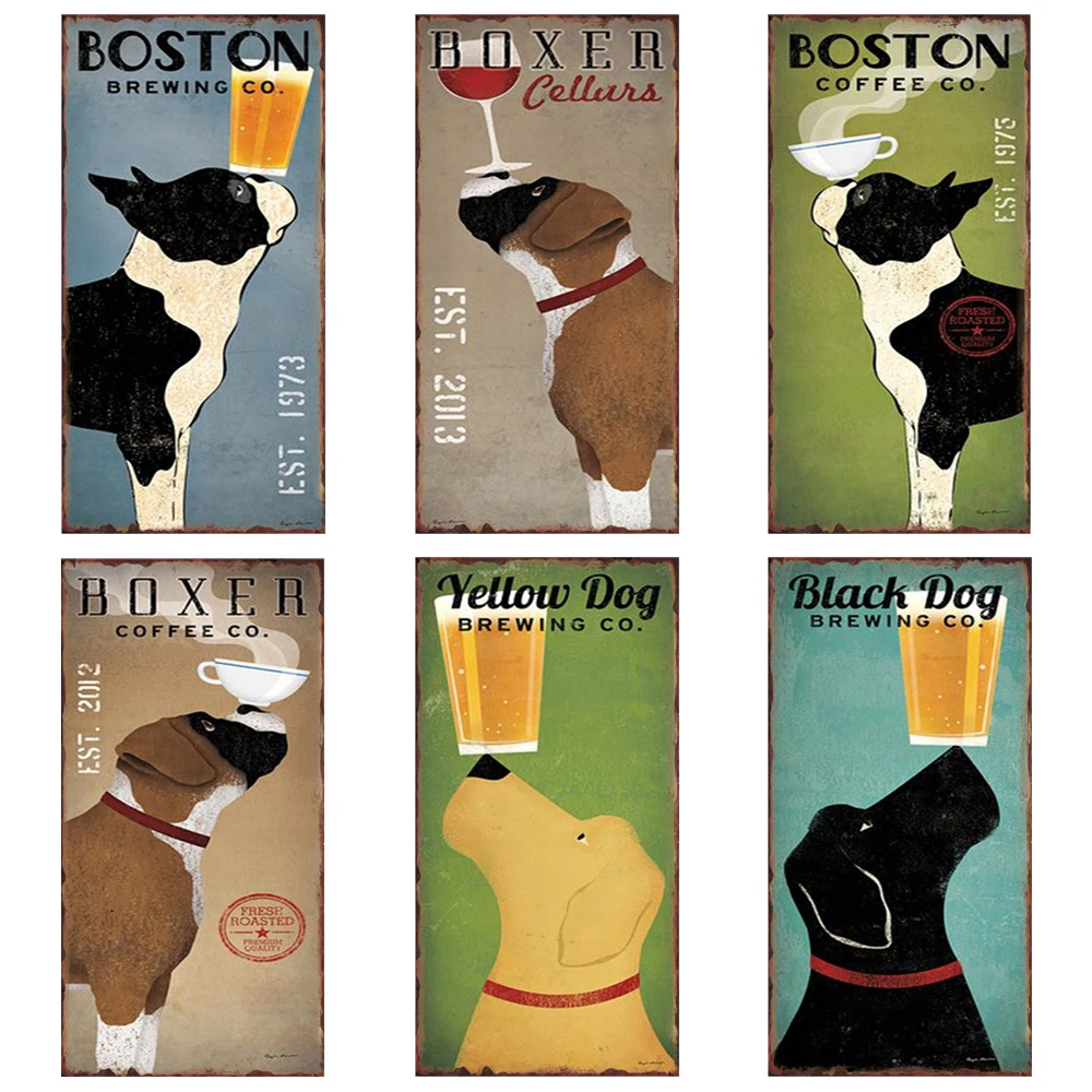 Dog Shabby Chic Home Bar Cafe Vintage Wall Decor Art Metal Tin Signs Pub Tavern Retro Decorative Plates Poster 15x30 | Дом и сад