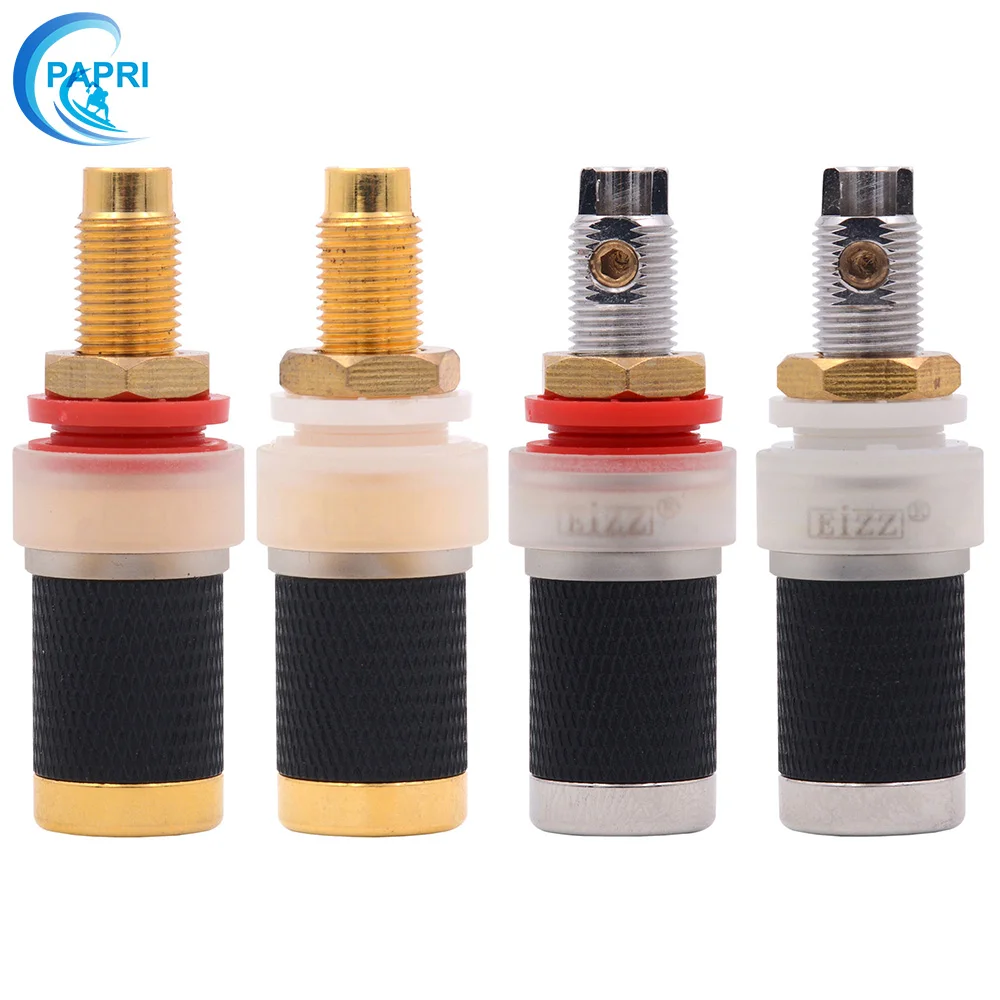 

EIZZ Rhodium Plated 24K Gold Plated Brass Speaker Binding Post Banana Plug Jack HIFI DIY Tube Amplifier Accessory