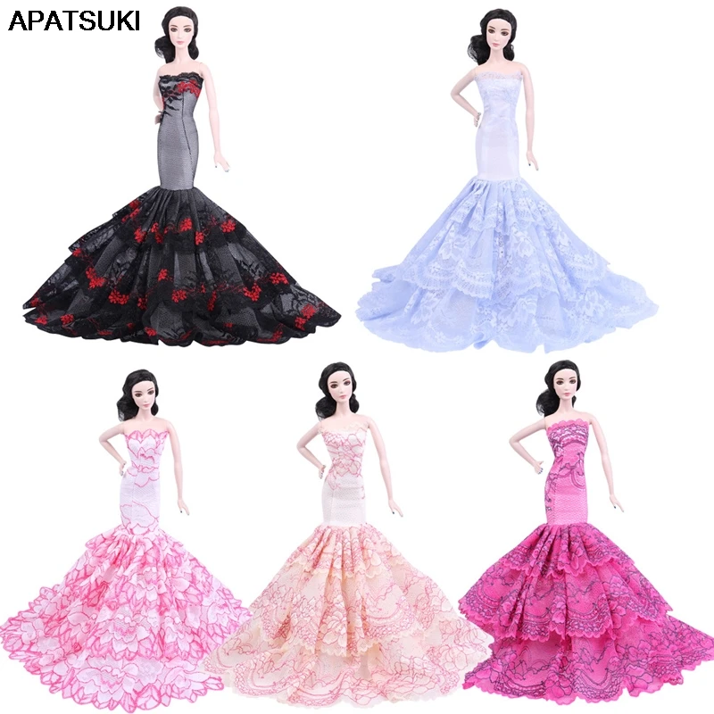 

Multicolor Lace Mermaid Fishtail Dress For Barbie Doll Clothes Formal Evening Party Gown Outfits for 1/6 Dolls DIY Accessories