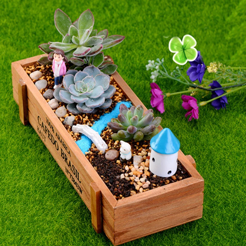 Садовое украшение цветочный горшок винтажный сочный деревянный ящик