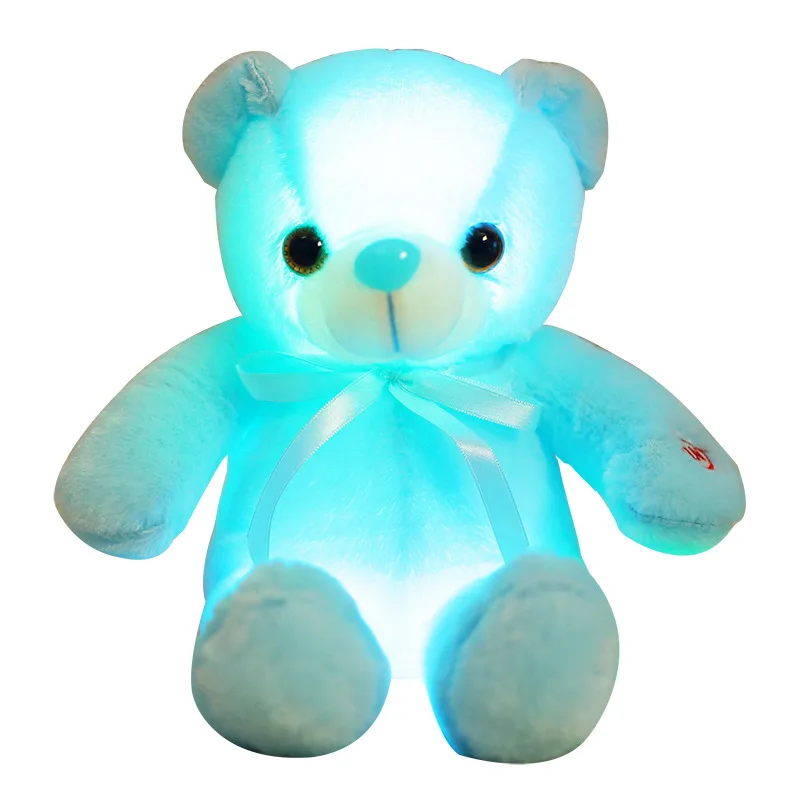 

30/50cm Plush Bear Toy Valentine Day Gift Cute Pink Bow Tie Bear Colorful LED Glowing Light Cotton Plush Toy Doll Gifts for Kids