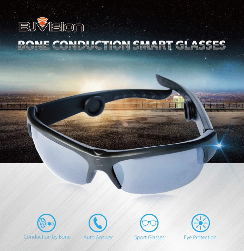 구매 비전-6B 헤드셋 선글라스, 블루투스 안경, 음악 마이크, 골전도 개방형 헤드셋, 3 가지 색상 렌즈