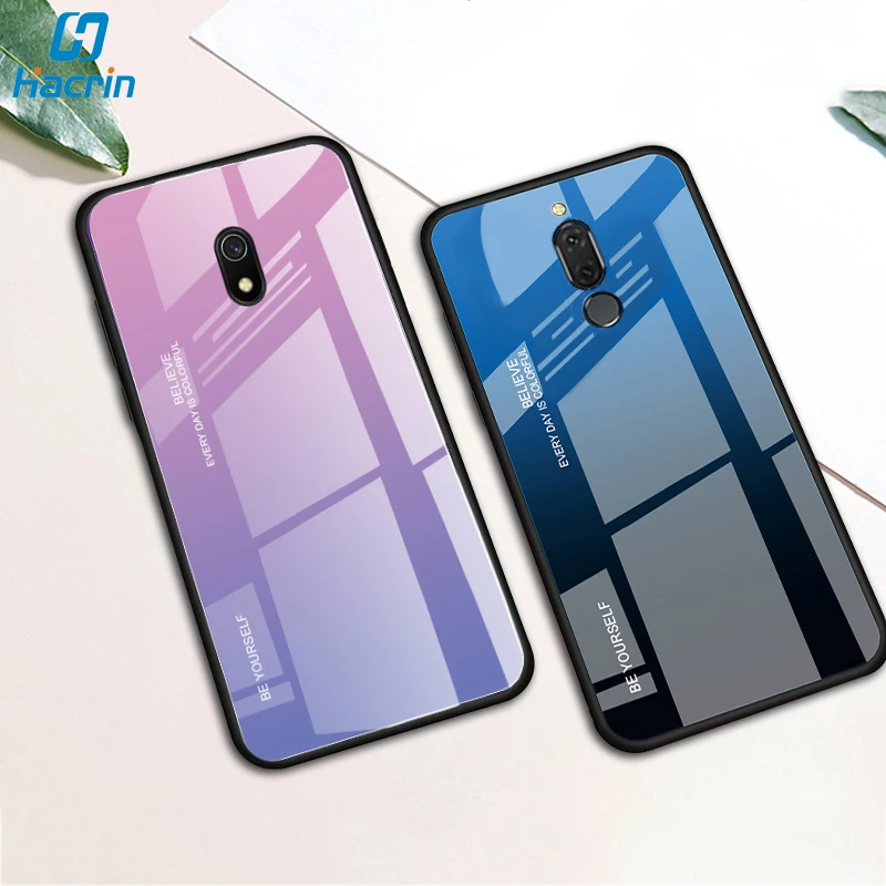 Чехол из закаленного стекла для Xiaomi Redmi 8 чехол с градиентом жесткая задняя крышка