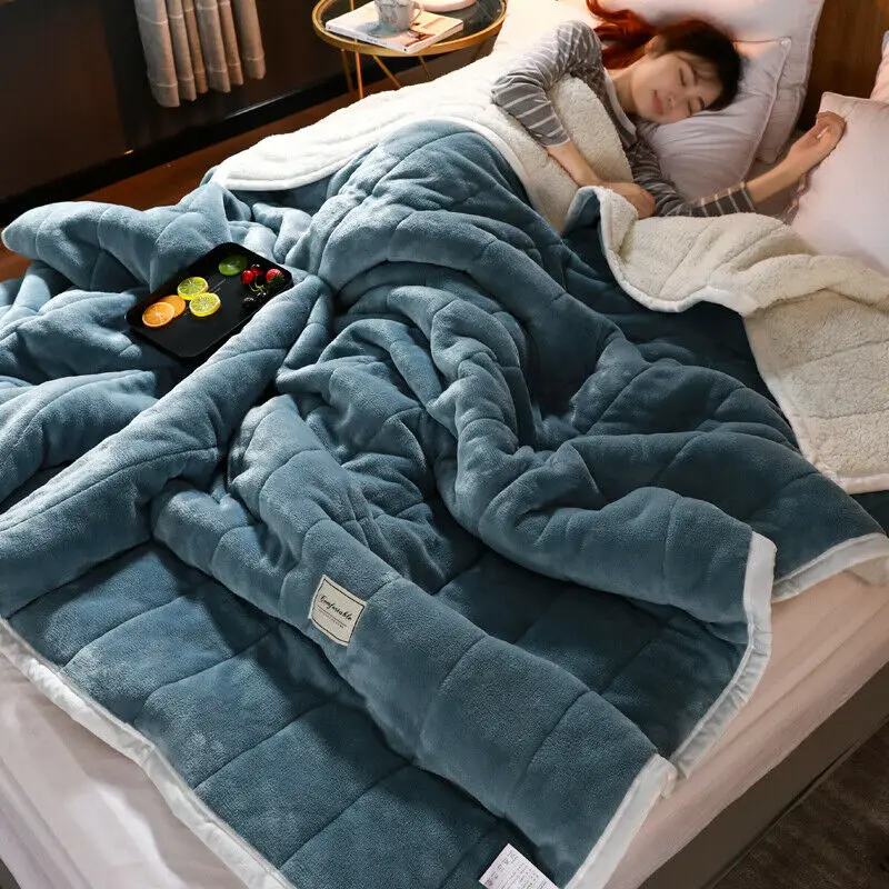 Стеганое фланелевое одеяло простыня королева король мягкое двухстороннее шерпа