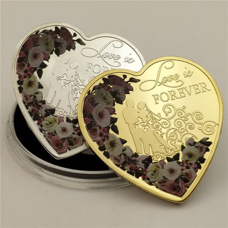 

Heart-shaped commemorative coin gold and silver coin couple foreign currency love coin wedding commemorative coin coin
