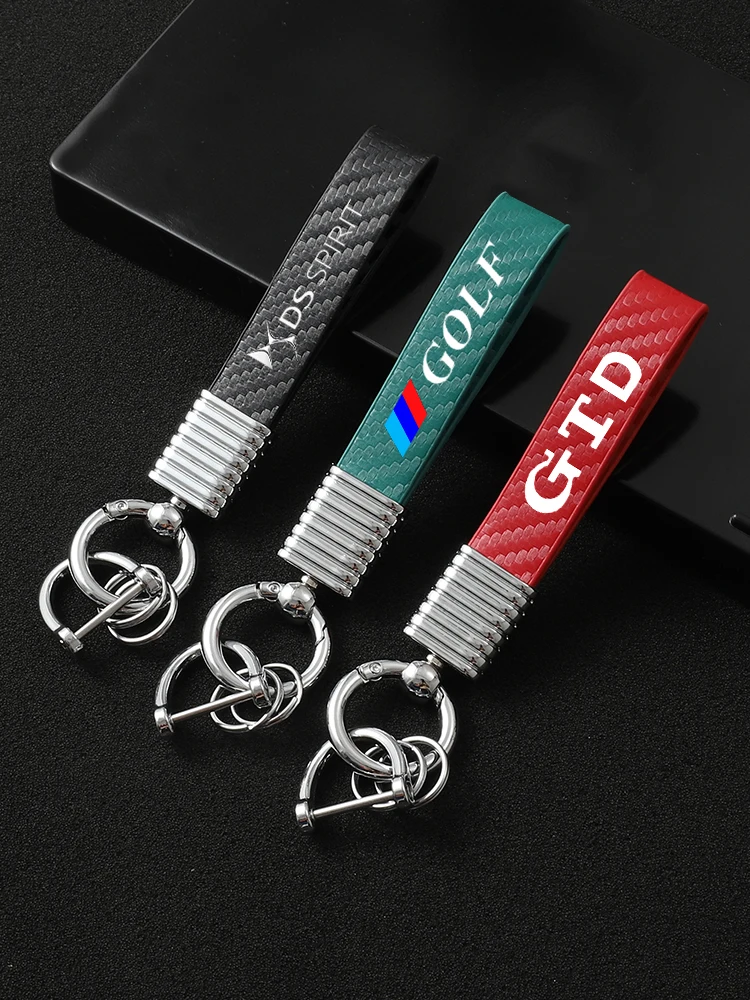 

Carbon fiber Car keychain 360 Degree Rotating Horseshoe keyRings For DS SPIRIT DS3 DS4 DS4S DS5 DS 5LS DS6 DS7 DS car