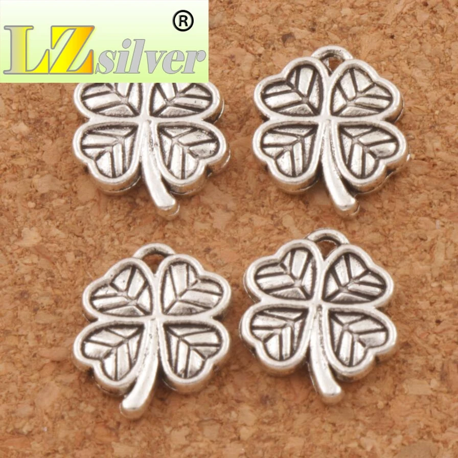Small Clover Leaf Charm Beads Pendants 200pcs zinc alloy Handmade Jewelry DIY L576 12.2x10.6mm