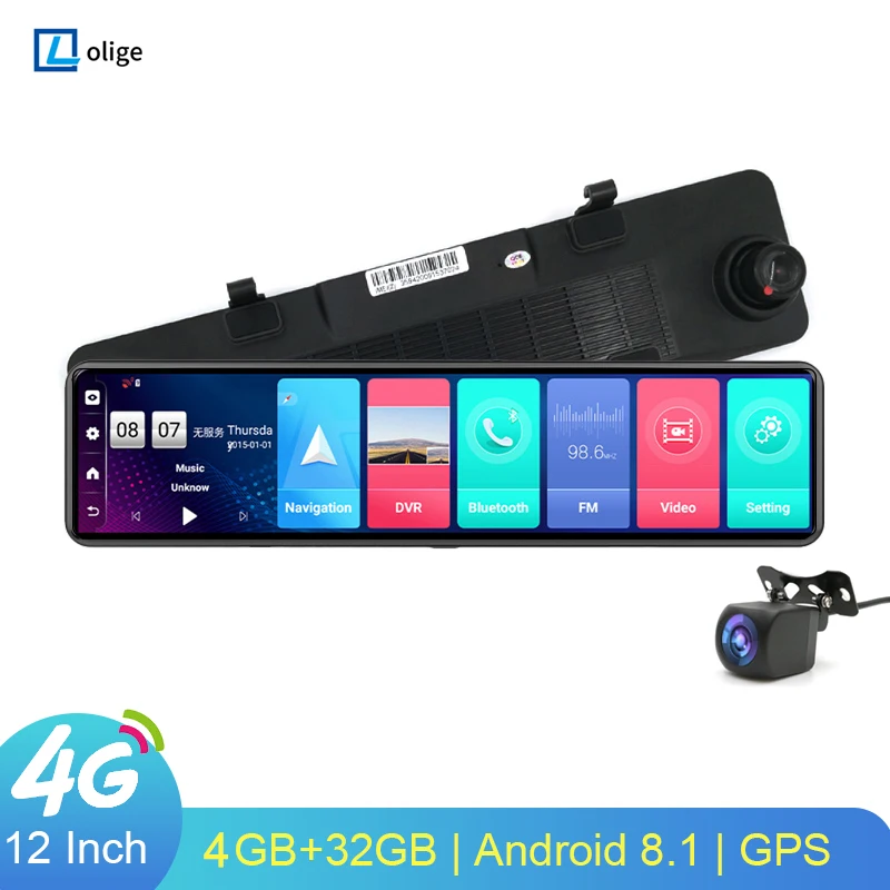 12 дюймовый Автомобильные видеорегистраторы 4G ADAS Dash Cam Камера GPS навигации Full HD 1080P