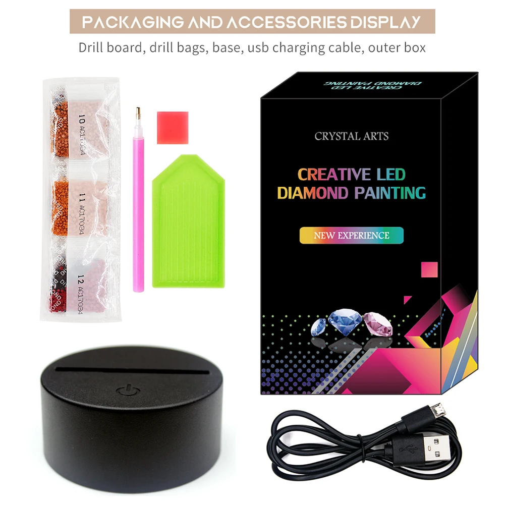 

DIY Diamond Painting Heart LED Light Special Shaped Embroidery Rhinestones Night Lamp Home Decoration Birthday Valemtine's Gifts