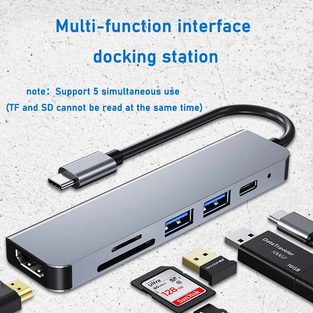 

6 в 1, адаптер USB TF SD Card Reader Splitter для Macbook Pro Tablet Notebook PC