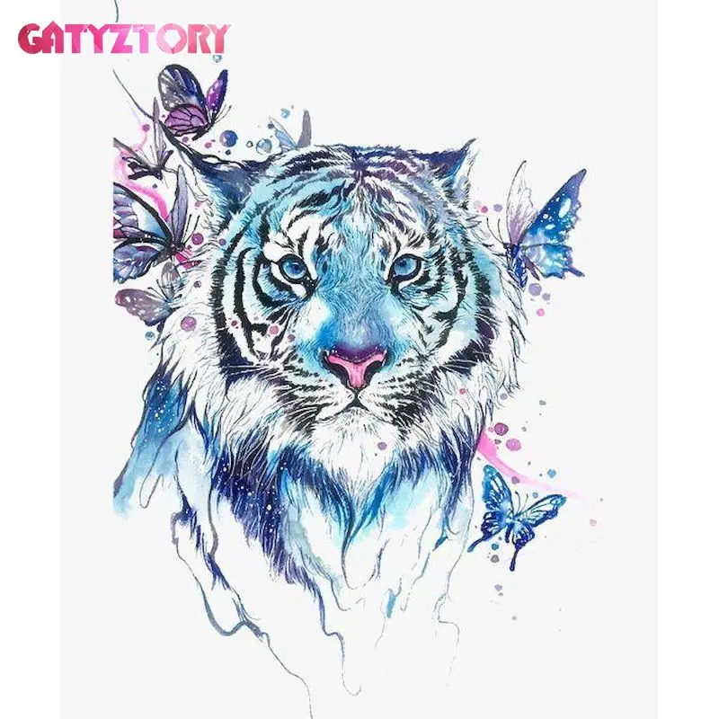 

GATYZTORY 60x75cm DIY Frame Painting By Numbers Kits Tiger Animal Paint By Numbers Kits Unique Diy Gift For Adult Children