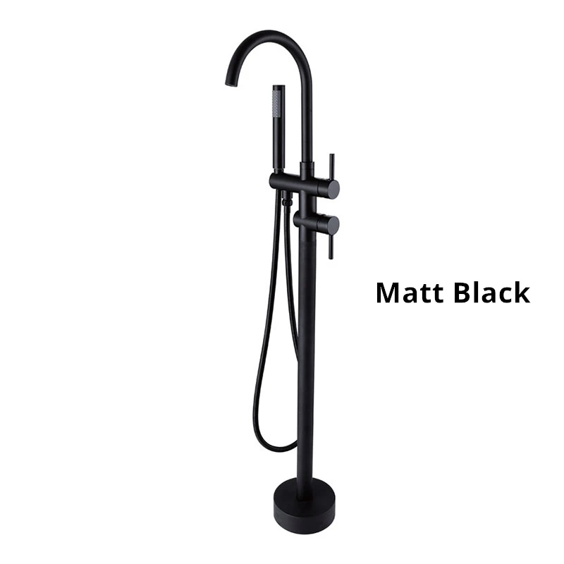 Matt Black Черный золотой розовый пол ванной комнаты стенд кран смеситель Одной ручкой кран 360 Вращение Носик с латунный ручной Душ Ванна смеситель для душа - Цвет: Matt Black