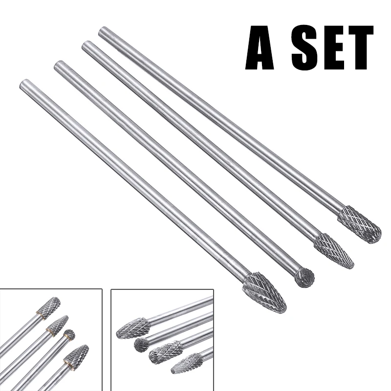 

1Set New 1/4" Carbide Rotary Tool Extra Long Rotary Burrs Cutter Files 6mm Milling Routing Router Bits For Metal Wooden Working