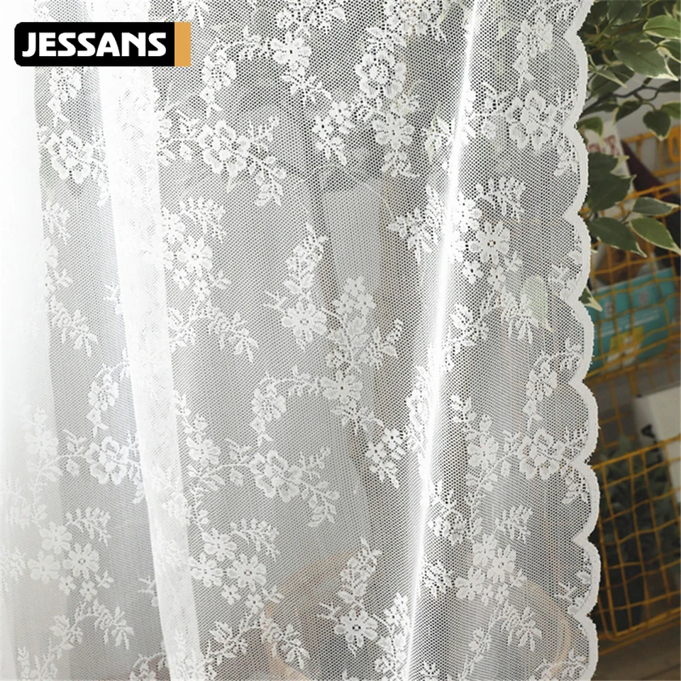

European White Sheer Curtains for Wedding Lace Drapes Serape Home Decor Curtains for Living Room Bedroom Window Tulle Curtain