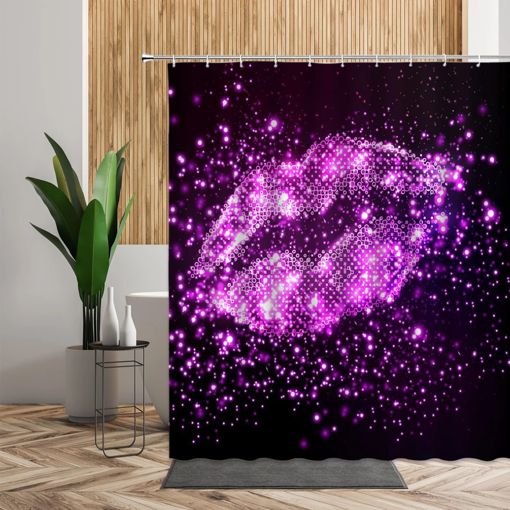 American Style Shower Curtain Red Lip Bathroom Bath Decor 3D Originality Waterproof Printed Fabric Girl Living Room Curtains Set |