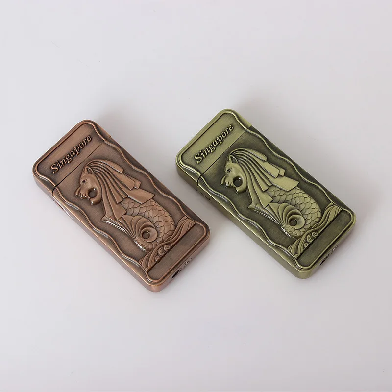 Креативная ветрозащитная струйная зажигалка с красным пламенем металлическая