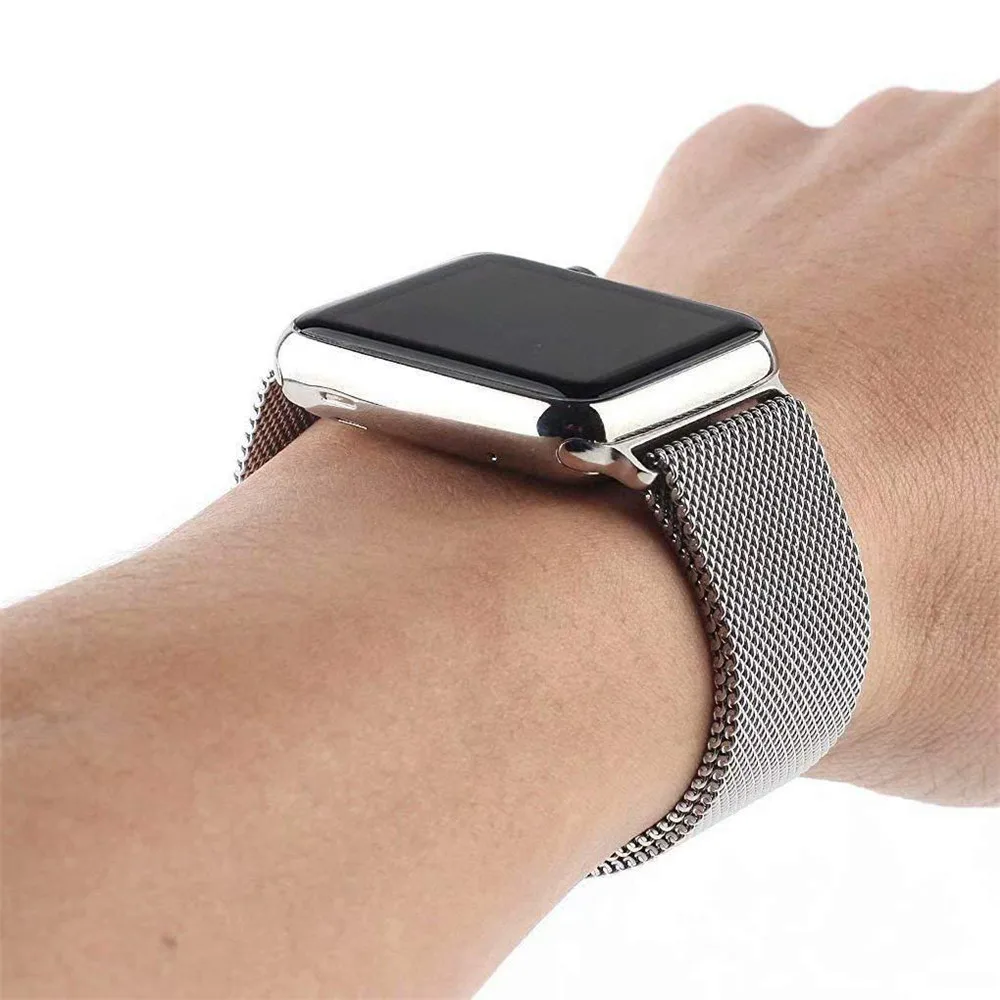 Сетчатый ремешок для Apple Watch Series 7 6 SE 5 4 3 2 1 браслет из нержавеющей стали петля Iwatch 38