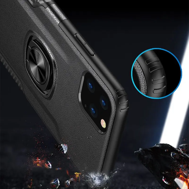 Чехол для IPhone 7 8 Plus с металлическим кольцом из кремнезема защитой от падения X Xr Xs
