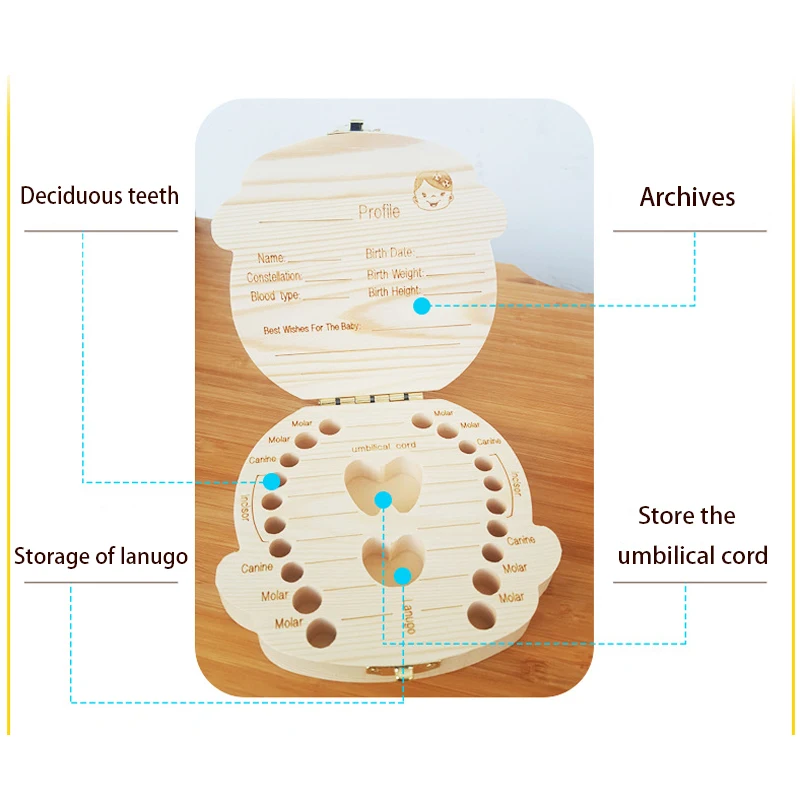 Детская сумка органайзер зубов коробка молока сувенир зуб деревянный контейнер