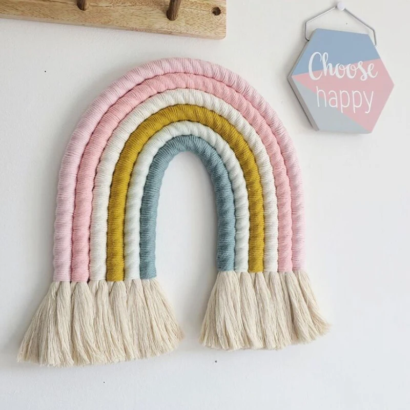 

Nordic Rainbow Wall Decor Tassels With 7 Strands Of Rope Rainbow Hanging Decoration Handmade Nursery Children Rooms Ornaments