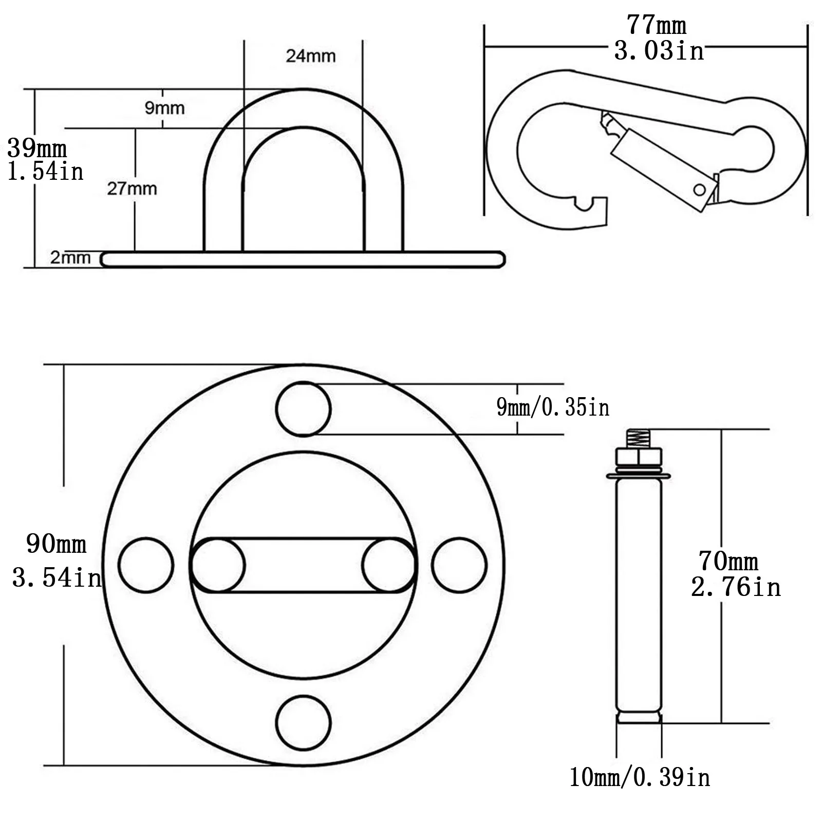 40 # подвесной поднос Нержавеющая сталь антенна Пряжка для йоги потолок Высокое