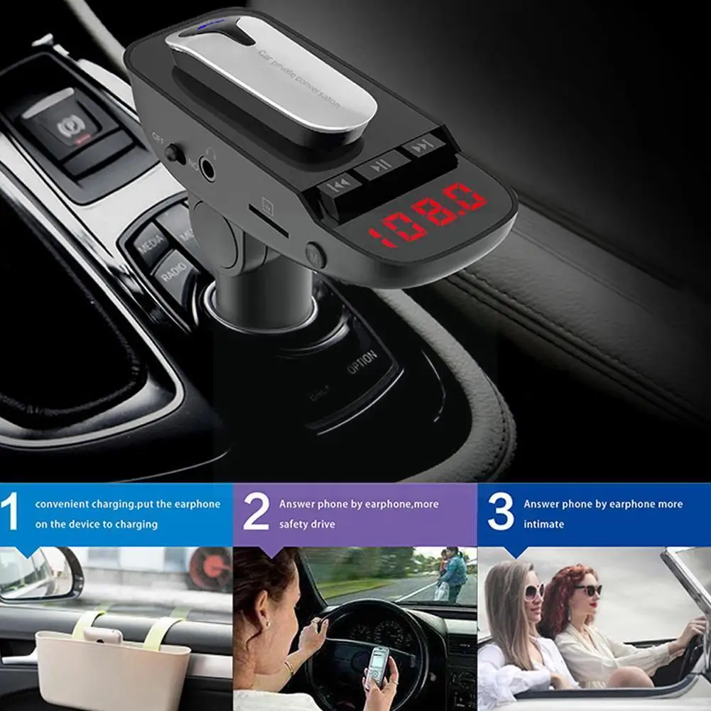 

Автомобильный Bluetooth-совместимый 5,0 FM-передатчик 5 в USB MP3 Автомобильный плеер гарнитура аудио зарядное устройство наушники беспроводной комп...