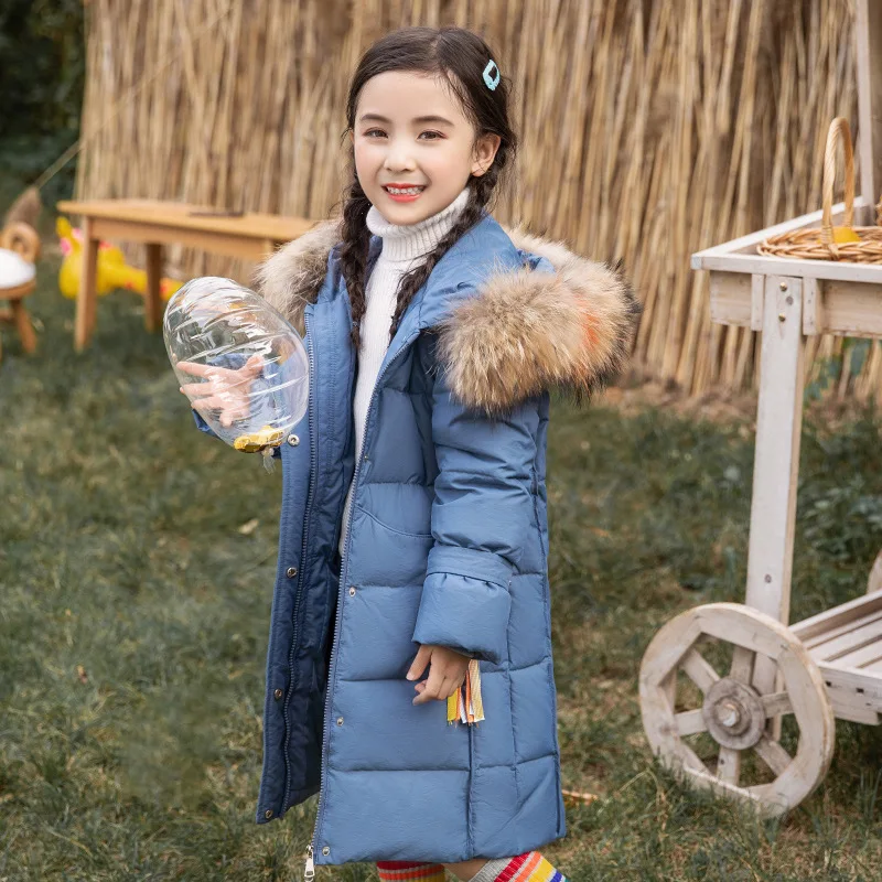

Winter Jacket for Girl 2020 Children -30 Degree Snow Wear Thick Warm Duck Down Coat Real Fur Hooded Kids Teenage Parka Outerwear