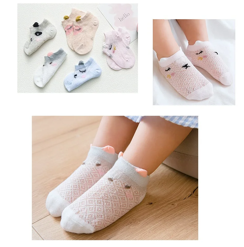 5 пар/лот новый мультфильм детские дышащие колготки лодка носки летние тонкие