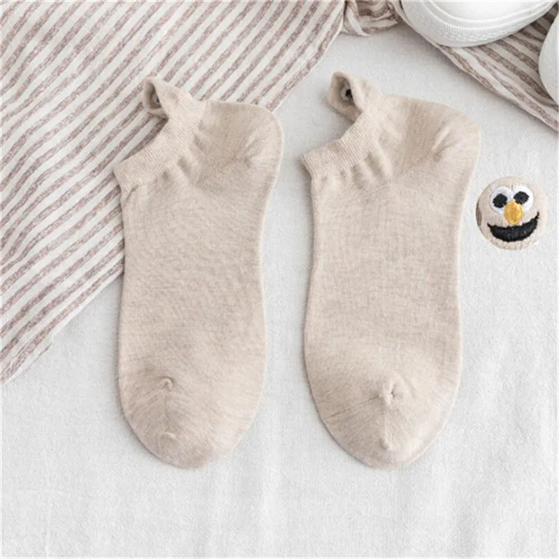 Женские короткие носки 8 пар однотонные хлопковые до щиколотки со смайликом