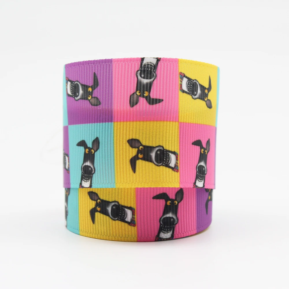

16-75 MM Cube Greyhound Printed Grosgrain Ribbon DIY Handmade Materials Hair Accessories Wedding Gift Wrap Tape
