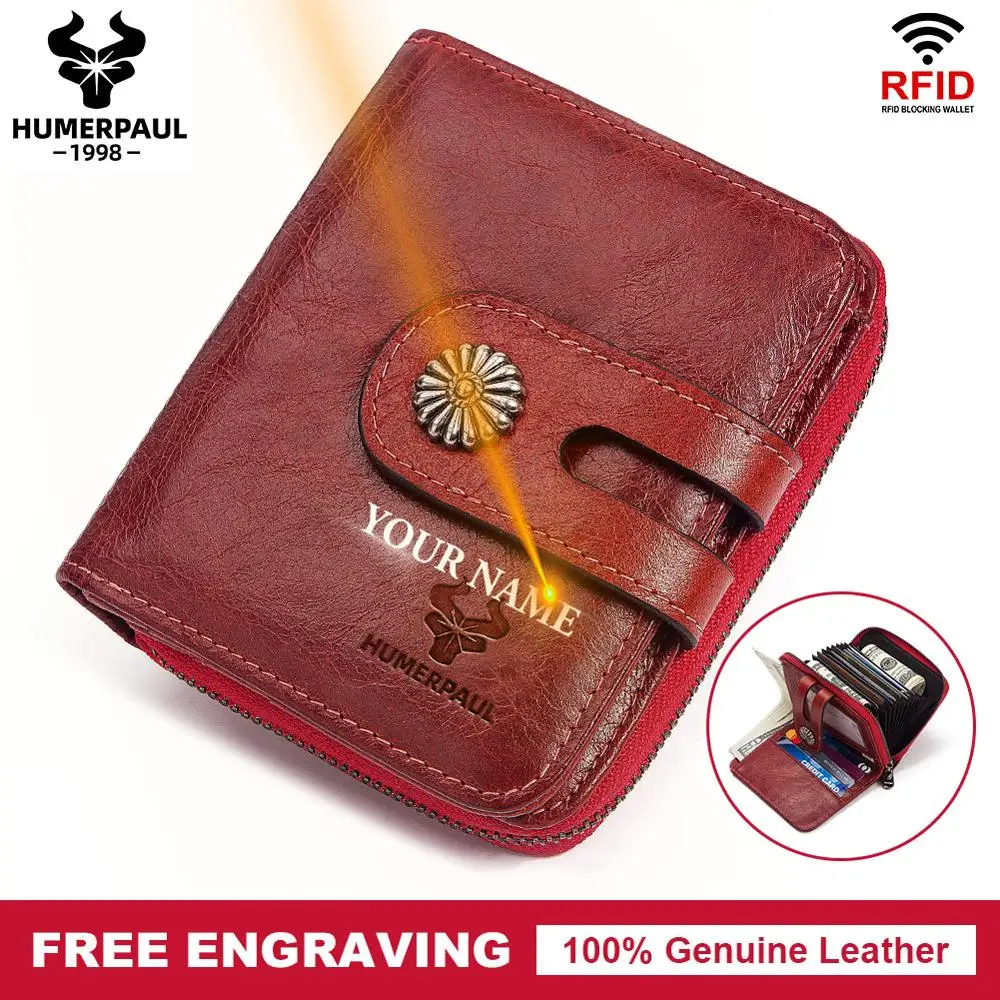 Бесплатная гравировка 100% кошелек из натуральной кожи женский для монет Дамский