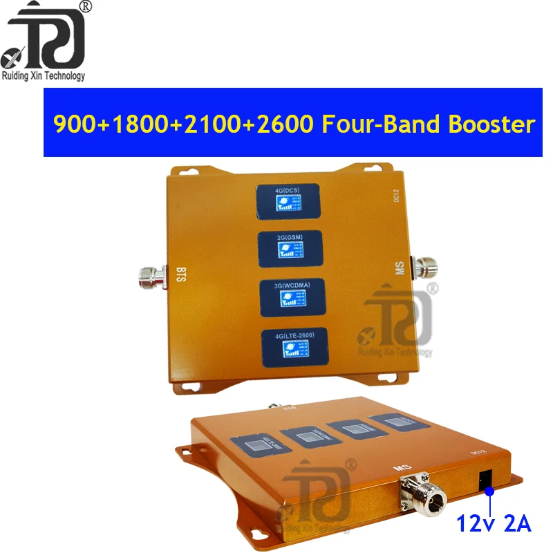 Новый усилитель сигнала GSM 900 1800 2100 2600 МГц четырехдиапазонный 2G 3G 4G для мобильных устройств.