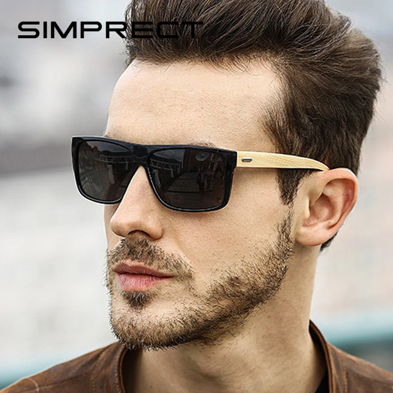 Фото Мужские поляризационные солнцезащитные очки SIMPRECT 2021 UV400 деревянные Ретро стиль Мужские поляризационные солнцезащитные очки SIMPRECT 2021 UV400 деревянные Ретро стиль