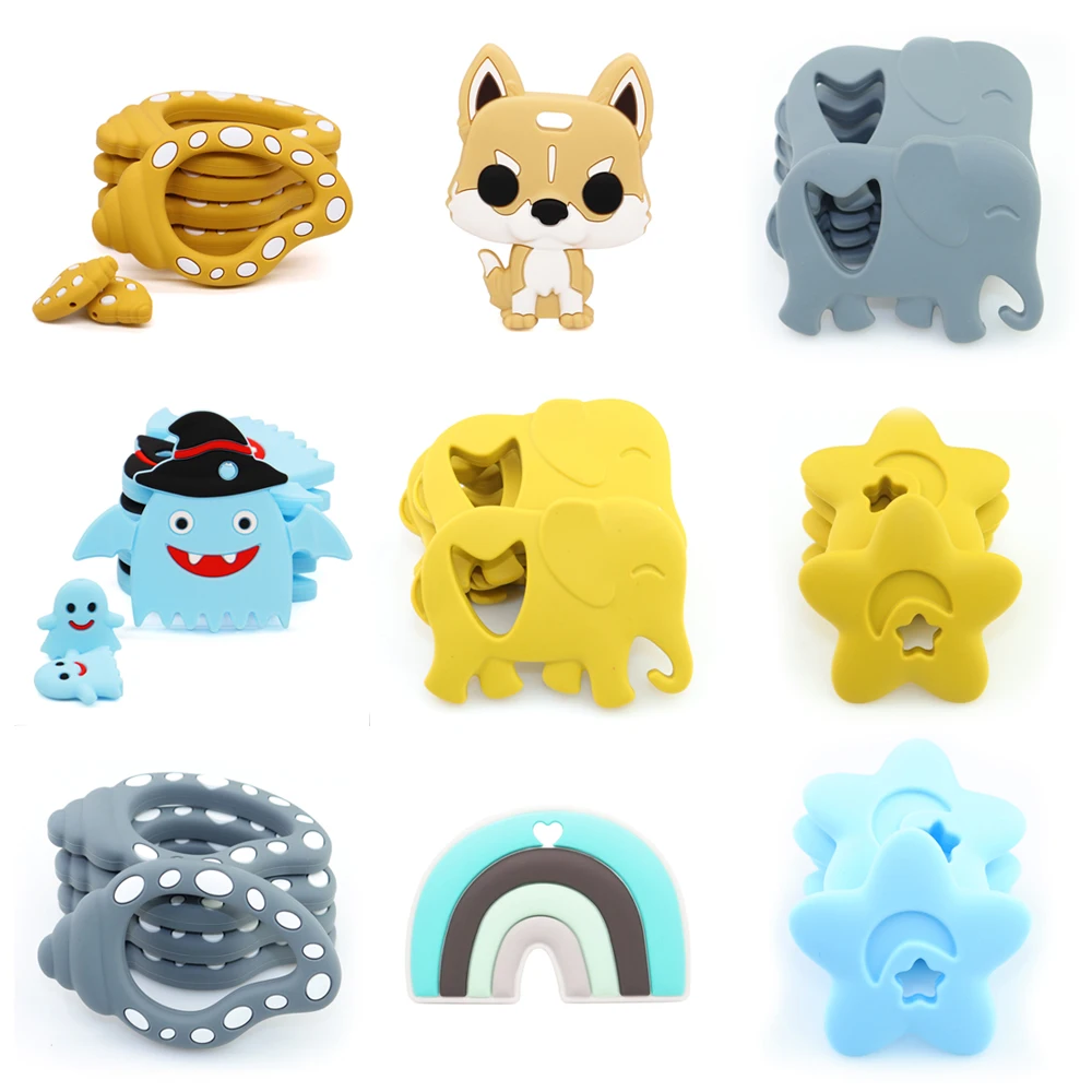 

Baby Animal Silicone Teether Cute & Relief Teething Rodents BPA Free Teething Pandent DIY Pacifier Chain For Baby Teething Use