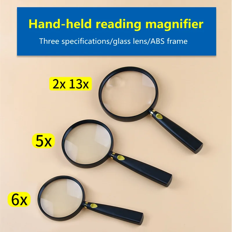 

Handheld jewelry magnifying glass 5X, 6X, 2/13X magnifying glass, portable reading magnifying glass for children and the elderly