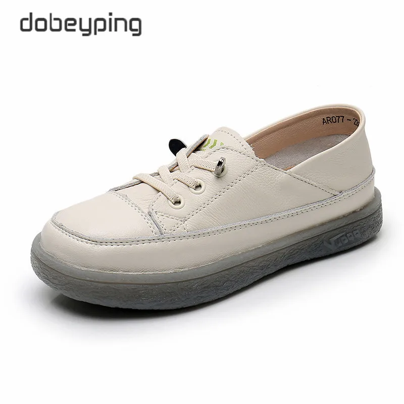 Spring Autumn Sport Shoes Women Natural Genuine Leather Flat Woman Casual Shoe Female Lace Up Ballet Flats Soft Ladies Sneakers