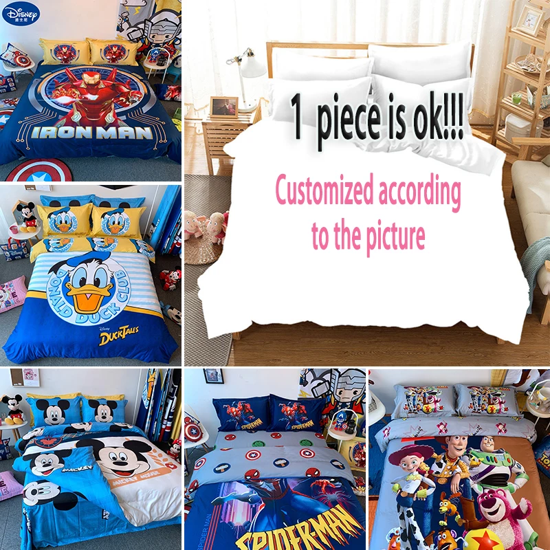 Disney Bedding Set Sheet Pillow Case Bed Quilt Cover Avengers Heroes Spider Iron Man Picture Custom Bedding Set