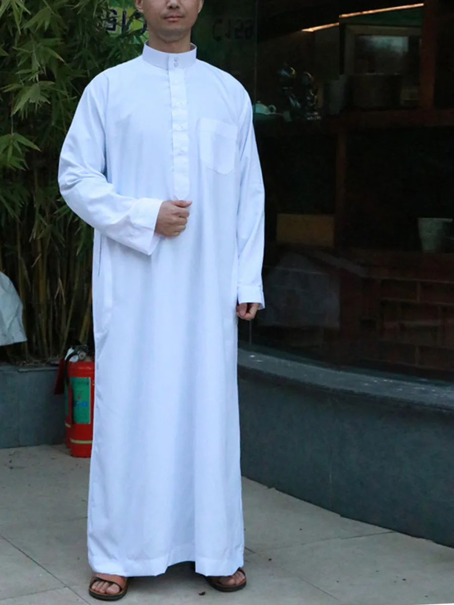 

Saudi Arab Full Sleeve Abaya Islamic Clothing Men Long Robe Kaftan Muslim Clothing for Men Pakistan Pray oversize Jubba Thobe