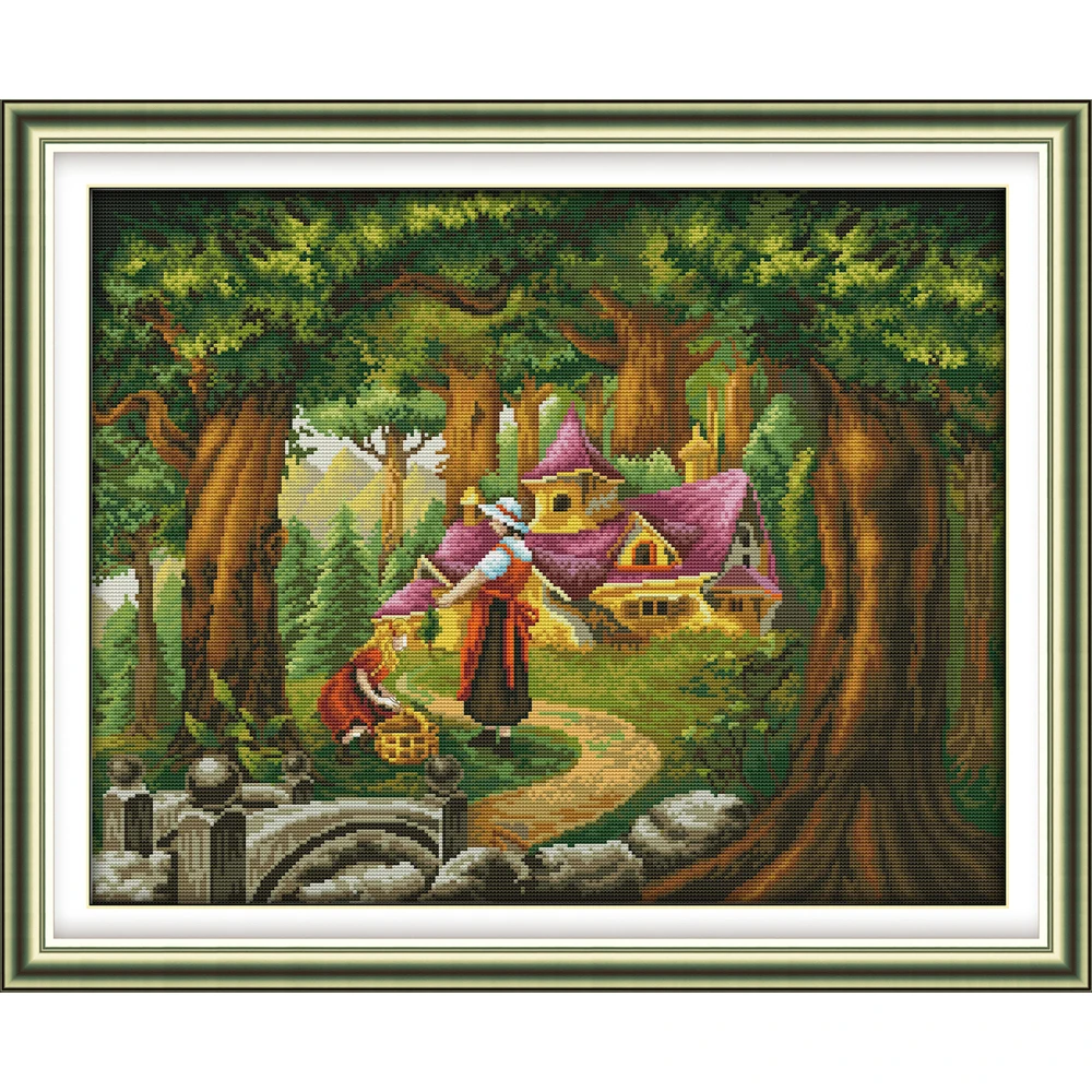 

Everlasting Love The Fairy Tale Hut Chinese Cross Stitch Kits Ecological Cotton Stamped 11CT DIY New Year Decorations For Home
