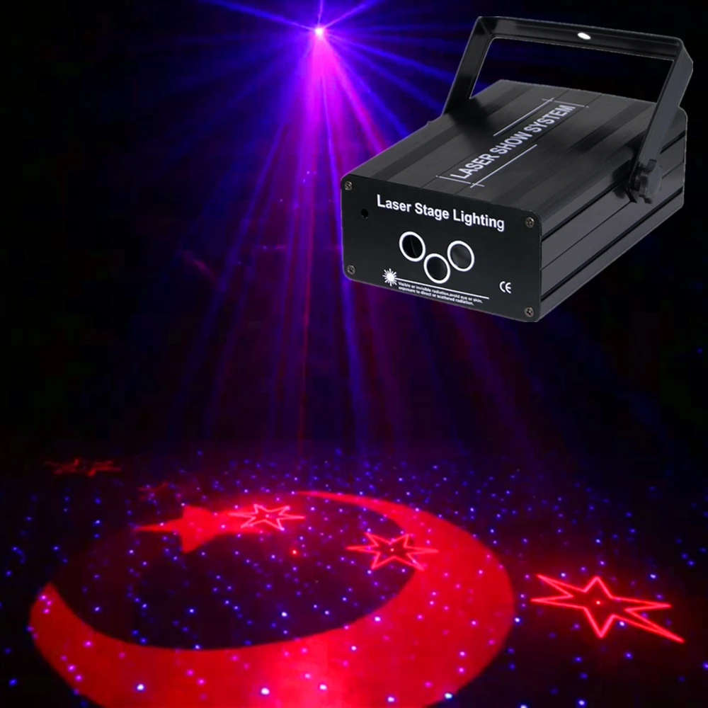 Лазерный сканер с 3 линзами RGB сценический светильник со звездами и луной для