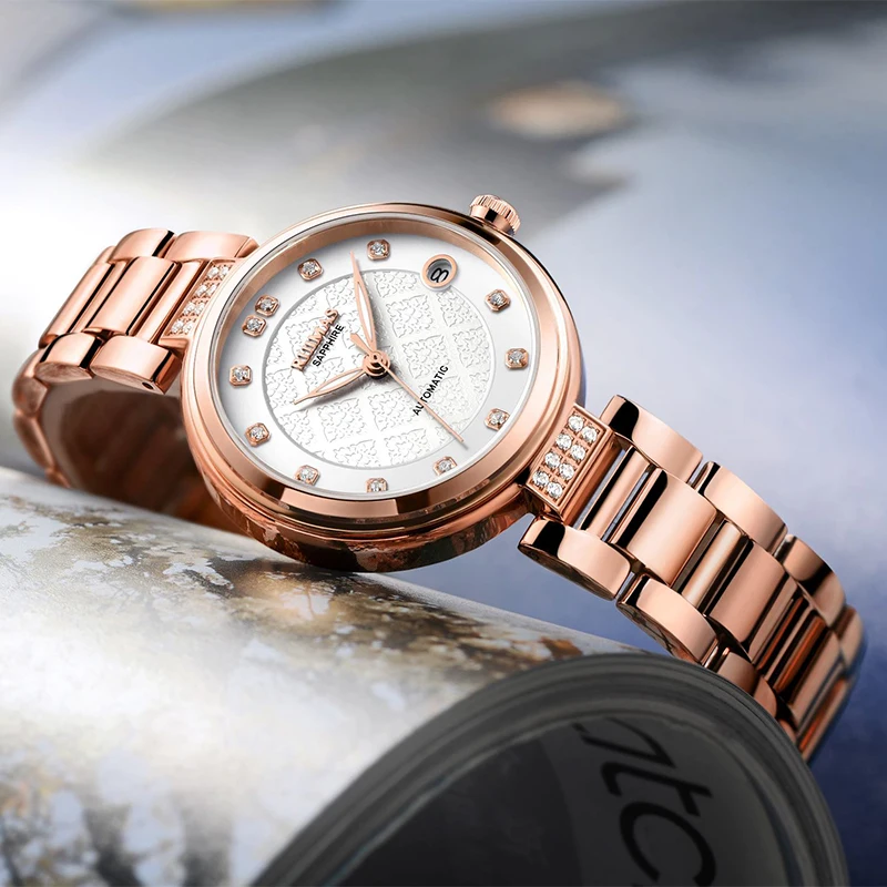 

RS6756L Rui Ma Shi watch ladies steel belt diamond ladies watch fashion casual automatic mechanical watch 6756L