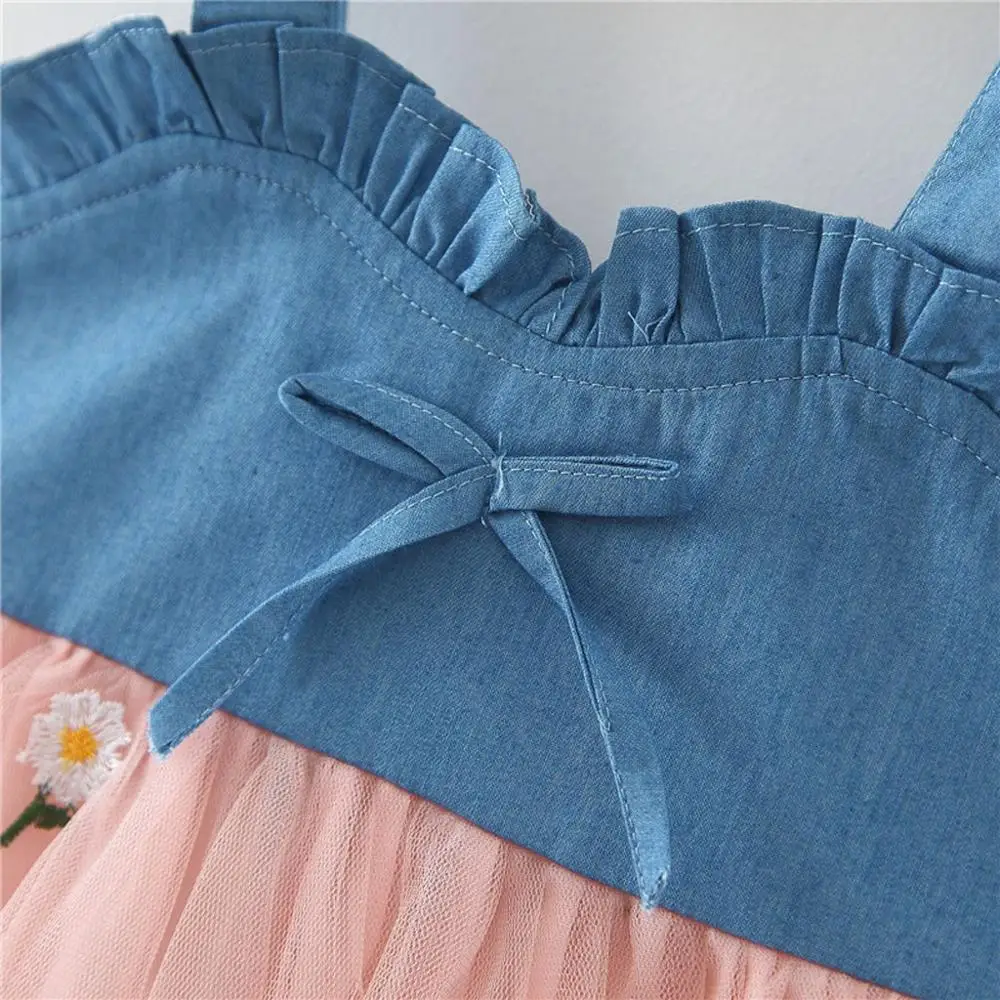 

Kids Girl Sleeveless Strap Dresses Baby Kids Girl Sleeveless Strap Bow Flowers Tulle Princess Dresses Hat Kid Girl Party Dress