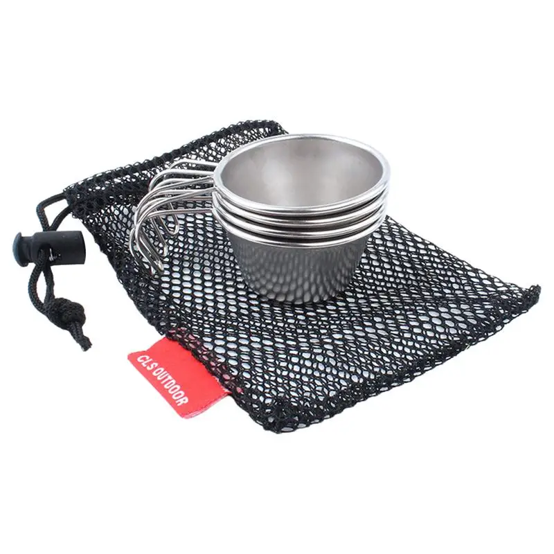 Бокалы для вина из нержавеющей стали 4 шт. с сетчатым чехлом портативные бокалы