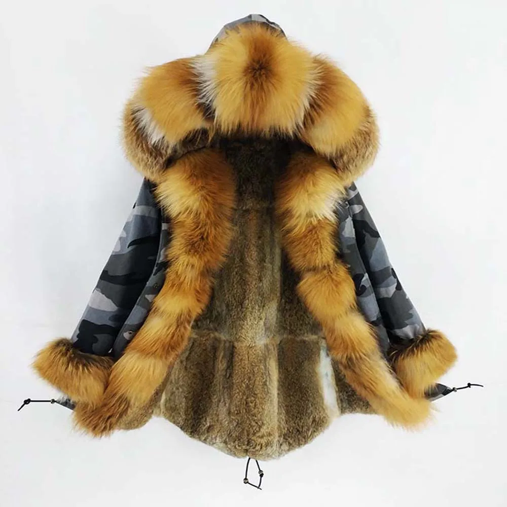 2021 зимняя камуфляжная куртка женская шуба из натурального меха натуральный
