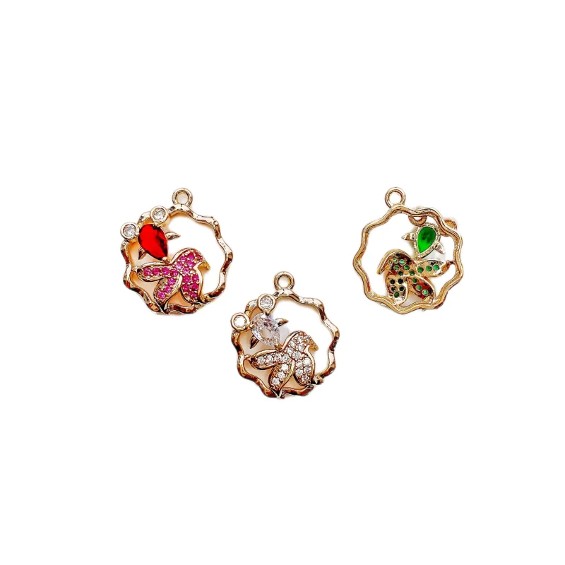 

KC Gold Color Rhinestone Eardrop Crystal Goldfish Pendant Charms Necklace Earring Accessories Jewelry Making Diy Material 6pcs