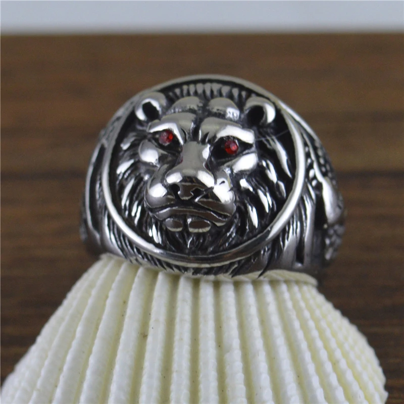 

Punk Style Gold Color Lion Head Finger Rings With Cubic Zirconia Simple Stainless Steel Wedding Jewelry Women Anniversary Gift