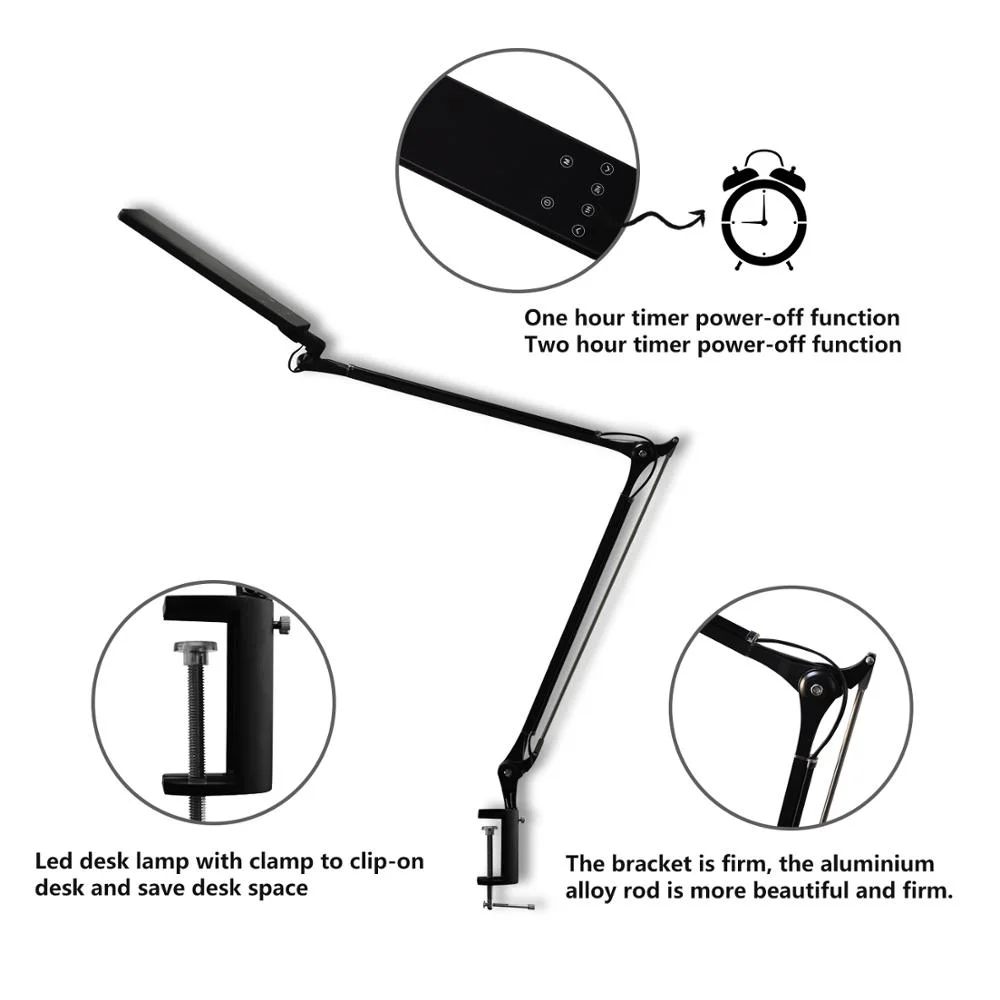 Adjustable LED Swing Arm Desk Lamp With Time-off And Dimmable Function 4 Lighting Color Mode For Office Home Workplace | Освещение