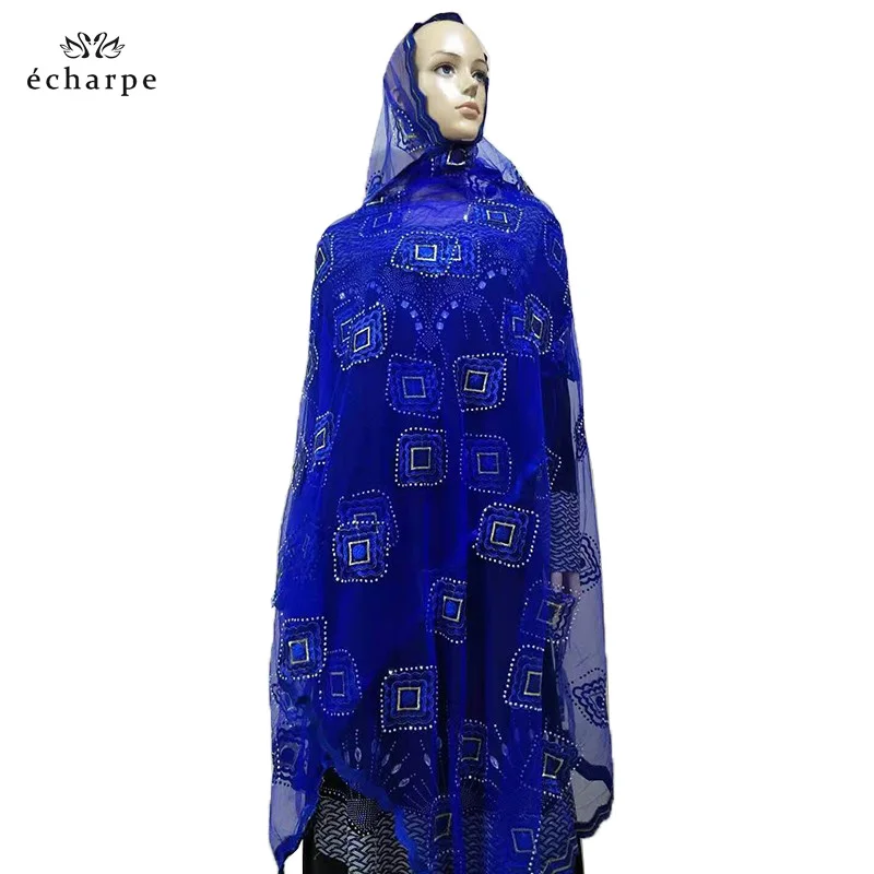 Простые вышитые шарфы африканские женские мусульманские ромбовидный узор шарф
