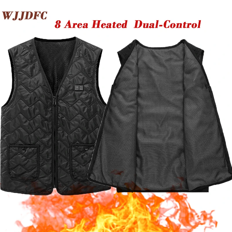 

WJJDFC Dual-Control 8 Zone Heating Vest Intelligent Constant Temperature Heated Jacket Men’s Vest Warm USB Heating Female Coat