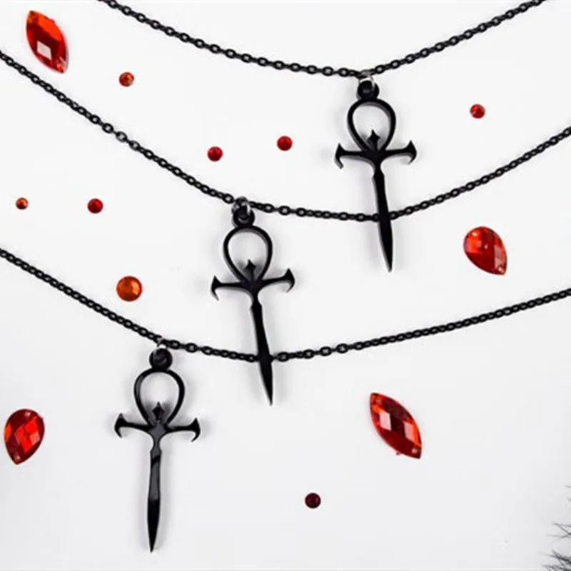 

Vampire Cross Pendant Necklace Mysterious Gothic Dracula Command Nosferatu Vampire Symbol Egyptian Gift Tradgoth Charm Luciferia
